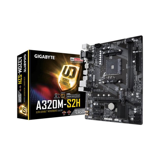 MAINBOARD GIGABYTE GA-A320M-S2H. AMD Ryzen AM4.DDR4X2 (HDMI/DVI/DSUB)